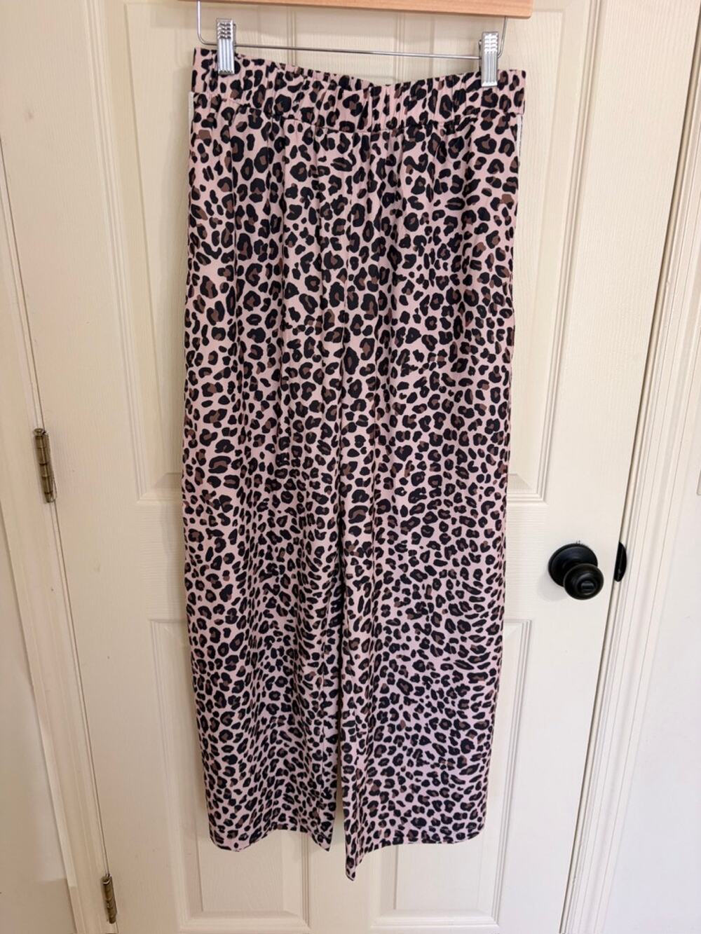 Leopard Print Wide Leg Track Pants Side Stripe size M